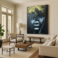 Load image into Gallery viewer, Abstract Painting Black Gold Face Art for Living Room & Bedroom Decor LargeART2153