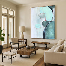 Load image into Gallery viewer, Soft Shapes in Green & Red – Minimalist Abstract with Delicate Lines DTP250