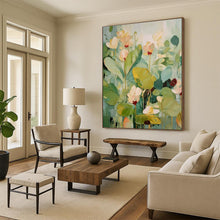 Load image into Gallery viewer, Impasto Floral Art, Green - Toned Botanical Painting for Nature - Inspired Bedroom & Calming Yoga Studio LargeART2237