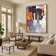 Load image into Gallery viewer, “Color Block Abstract Composition” - Purple, Orange, Grey Abstract Art on Canvas DKH1305
