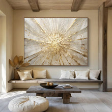 Load image into Gallery viewer, Golden Burst Hand-Painted Abstract Acrylic Art for Living Room Ceiling Accent LargeART1615