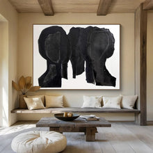 Load image into Gallery viewer, Hand - painted Large - sized Black Cut - out Figures Acrylic Art for Avant - Garde Living Spaces LargeART1780