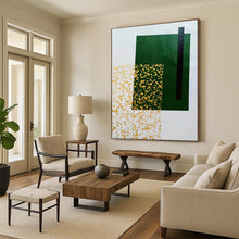 Load image into Gallery viewer, Oversized Green - Yellow Geometric Abstract Art for Garden Room & Modern Café LargeART0463