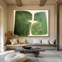 Load image into Gallery viewer, Green - Shaped Abstract Painting on Canvas - “Organic Harmony” DKH620