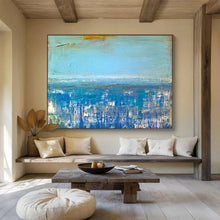 Load image into Gallery viewer, Blue - Toned Abstract Sea Painting On Canvas DKH389