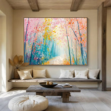 Load image into Gallery viewer, Pastel Forest “Enchanted Pathway” Painting on Canvas, Dreamy Landscape Decor DKH814