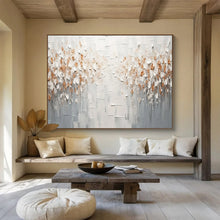 Load image into Gallery viewer, White & Gold Textured Abstract Painting - Ideal for Glamorous Bedroom & High - End Gallery DKH047