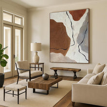 Load image into Gallery viewer, Large - Format Earth - Tone Shape Abstract Acrylic Art for Rustic Kitchen & Bohemian Living Room LargeART0410