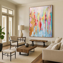 Load image into Gallery viewer, “Colorful Dreamscape Abstract” - Pink, Blue, Gold Abstract Art on Canvas DKH1340