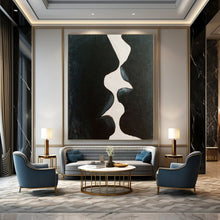 Load image into Gallery viewer, Black and White Kiss Abstract Canvas Painting, Perfect for Intimate Bedroom & Contemporary Art Space LargeART1199