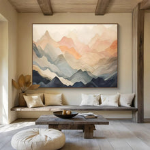 Load image into Gallery viewer, Hand - painted Gradient Mountain Silhouettes Acrylic Art for Zen - Inspired Home Offices LargeART1696