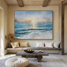 Load image into Gallery viewer, “Sunset Over Ocean” - Realistic - Inspired Abstract Acrylic, Great for Beach House and Bedroom DLZ258