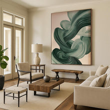 Load image into Gallery viewer, Green - Toned Flowing Ribbons Abstract Art, Suited for Modern Living Room & Creative Studio LargeART1928