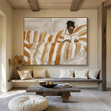 Load image into Gallery viewer, Cozy Reading Figure Abstract Painting for Bedroom Nook & Bookstore Café DKH230