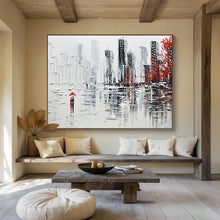 Load image into Gallery viewer, City Rain “Romantic Urban” Painting on Canvas, Impasto Cityscape Art DKH886