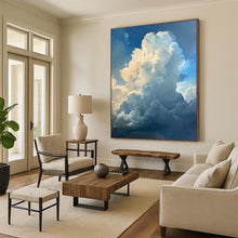 Load image into Gallery viewer, “Fluffy Clouds in Blue Sky” - Impressionistic Abstract Acrylic, Ideal for Bedroom and Home Office DTP006
