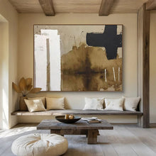 Load image into Gallery viewer, Hand - painted Brown & Black Abstract Acrylic Art for Minimalist Study Rooms LargeART1675