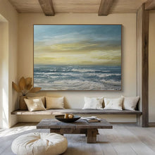 Load image into Gallery viewer, Golden Horizon Over the Waves Abstract acrylic painting DLZ033