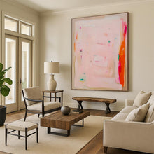Load image into Gallery viewer, Hand - painted Extensive Pink Abstract Minimalist Acrylic Art for Feminine Dressing Rooms LargeART0078