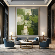 Load image into Gallery viewer, Grand Hand - painted Textured Green Layers Acrylic Art for Nature - Loving Lounges LargeART0187