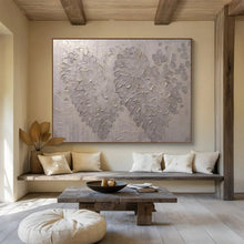 Load image into Gallery viewer, Hand - painted Textured Silver Floral Dots Acrylic Art for Elegant Dining Room Accents LargeART1687