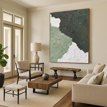 Load image into Gallery viewer, “Textured Green and White Abstract” - Green, White, Grey Abstract Art on Canvas DKH1326