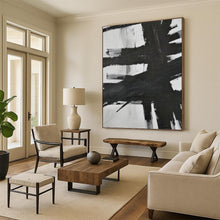 Load image into Gallery viewer, “Bold Black Brushstrokes” - Black, White Abstract Art on Canvas DKH1154