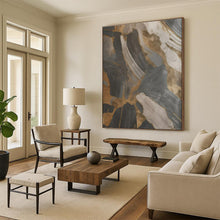 Load image into Gallery viewer, Gray - Gold Abstract Texture Art for Industrial - Chic Loft & Art Gallery LargeART0849