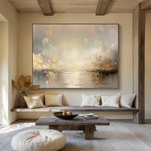 Load image into Gallery viewer, Gold - Accented Hazy River Abstract Painting for Luxury Bedroom & Elegant Dining Room DKH323
