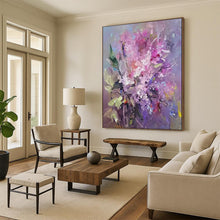 Load image into Gallery viewer, Purple & Pink Floral Abstract Painting, Ideal for Feminine Bedroom & Elegant Sitting Room LargeART2109