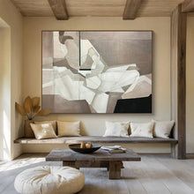 Load image into Gallery viewer, Geometric Gray - White Abstract Painting On Canvas DKH350