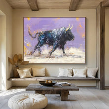 Load image into Gallery viewer, Hand - painted Expressive Bull Painting Acrylic Art for Bold Home Offices LargeART1741