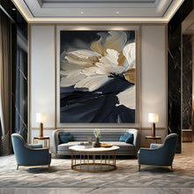 Load image into Gallery viewer, Cream and Black Floral Art, Suited for Elegant Bedroom & Sophisticated Lounge LargeART1091