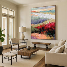 Load image into Gallery viewer, “Vibrant Landscape with Red Blossoms” - Multicolor Landscape Art on Canvas DKH1273