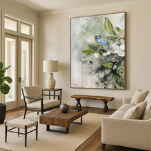 Load image into Gallery viewer, “Blue Bird and Blooms” - Nature - Inspired Bird and Flower Art, Abstract Painting on Canvas DKH1085