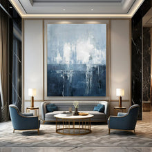 Load image into Gallery viewer, Blue - Gray Abstract Drip Abstract Canvas Painting, Ideal for Coastal Home Office & Serene Bedroom LargeART1138