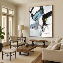 Load image into Gallery viewer, Blue & Gray Abstract Form Painting, Perfect for Contemporary Hallway & Chic Office LargeART2086