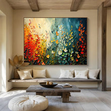 Load image into Gallery viewer, Textured Floral Abstract Painting on Canvas - “Colorful Foliage” DKH711