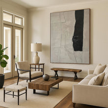 Load image into Gallery viewer, “Cracked Neutral Geometry” - Beige, Black Abstract Art on Canvas DKH1158