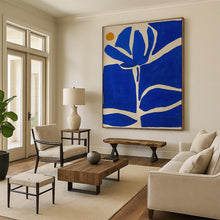 Load image into Gallery viewer, Blue & Orange Floral Abstract Painting, Ideal for Modern Living Room & Minimalist Office LargeART1834