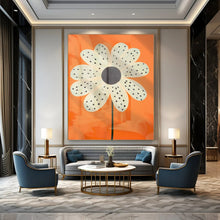 Load image into Gallery viewer, Polka Dot Flower on Orange Acrylic Art, Perfect for Nursery & Sunroom LargeART1041