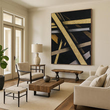 Load image into Gallery viewer, Gold & Silver Abstract Geometry - Perfect for Luxury Bedroom & Upscale Lounge LargeART2388