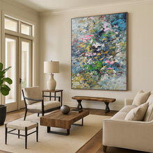 Load image into Gallery viewer, Hand - painted Massive Colorful Abstract Floral Burst Acrylic Art for Vibrant Dining Rooms LargeART0017
