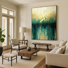 Load image into Gallery viewer, Abstract Painting, Teal & Gold, Elegant Art for Dining Room & Office LargeART2168