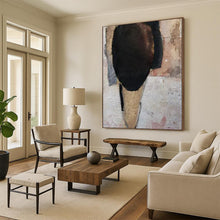 Load image into Gallery viewer, Mixed - Media Abstract Head Art, Neutral - Toned Textured Collage for Minimalist Living Room & Artistic Bedroom LargeART2224
