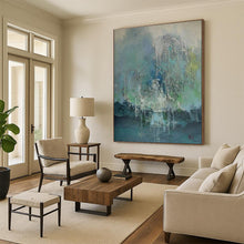 Load image into Gallery viewer, Dripping Green and Blue Abstract Acrylic Art - Ideal for Nature - lover’s Bedroom & Eclectic Studio LargeART0638