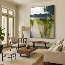 Load image into Gallery viewer, Green - Toned Abstract Landscape Painting, Suited for Nature - Lover’s Study & Cozy Cottage Living Room LargeART1925
