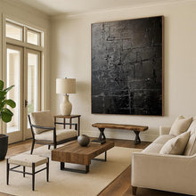 Load image into Gallery viewer, Textured Black Abstract Painting - Ideal for Industrial Loft & Home Theater LargeART2363