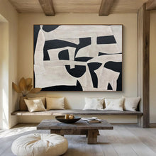 Load image into Gallery viewer, Black and White Geometric Shapes Abstract acrylic painting DLZ093