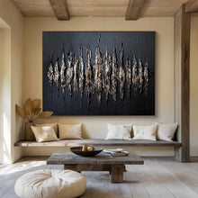 Load image into Gallery viewer, Textured Metallic Black Abstract Art for Edgy Home Office & Nightclub Lounge DKH097